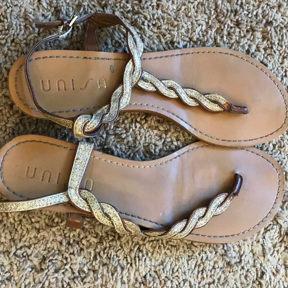 Unisa Gold Glitter Sandals